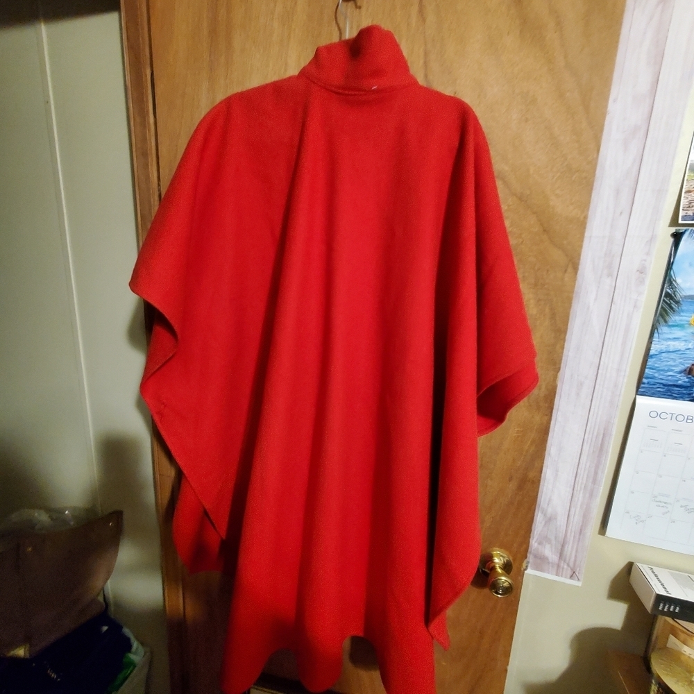 BEMIDJI WOOLEN MILLS CAPE 1970S. VINTAGE. WOOL BLEND ONE SIZE RED - Picture 6 of 8